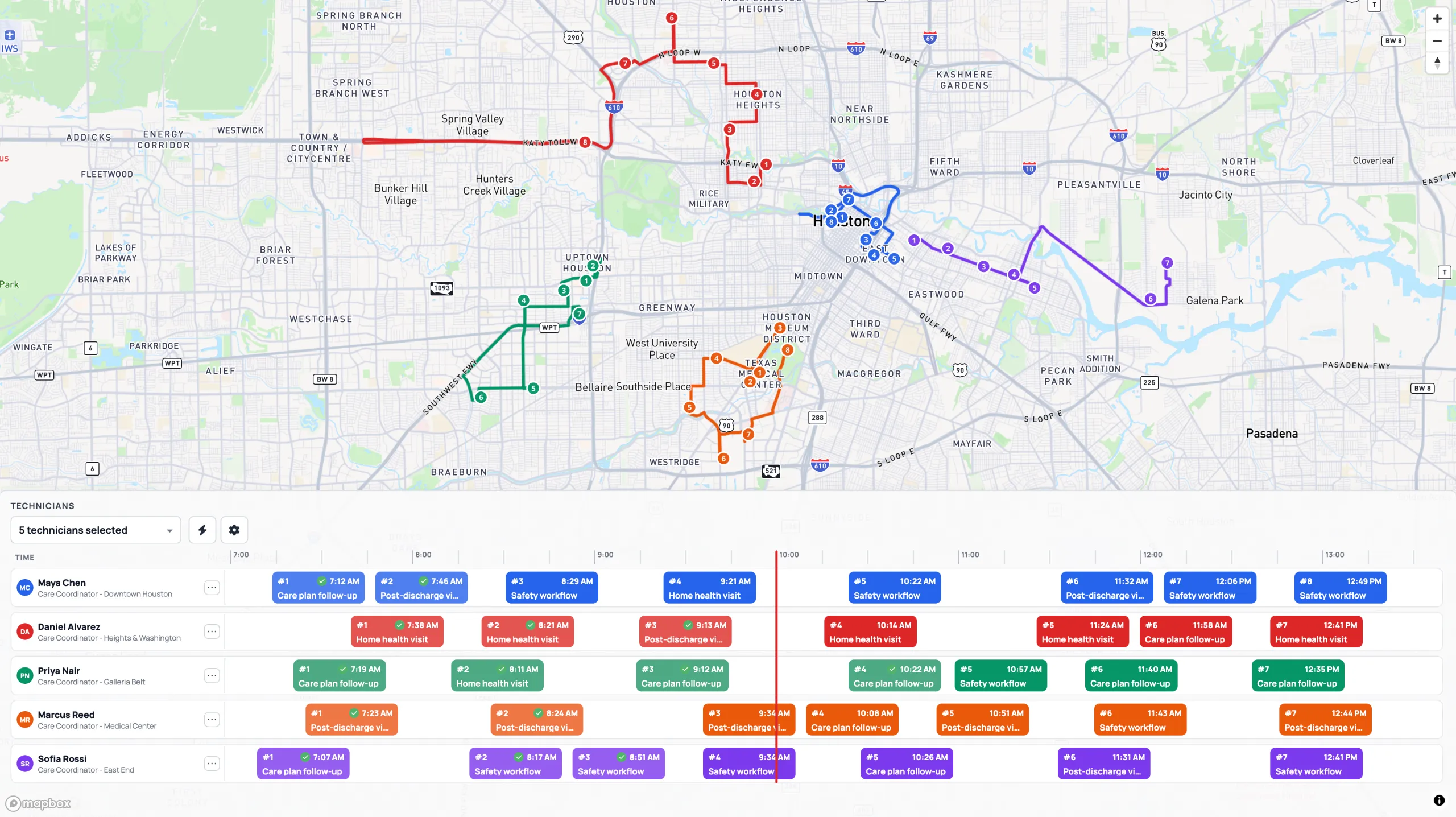 Routes Timeline Dashboard screenshot